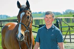 Ross O’Sullivan with Switch for Diesel, which will run in the Champion Bumper at the Punchestown Festival, Photo by Tony Keane