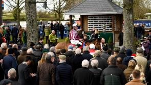 Kildare jockey Charlie O'Dwyer rides the first winner of the day of Punchestown Day 2