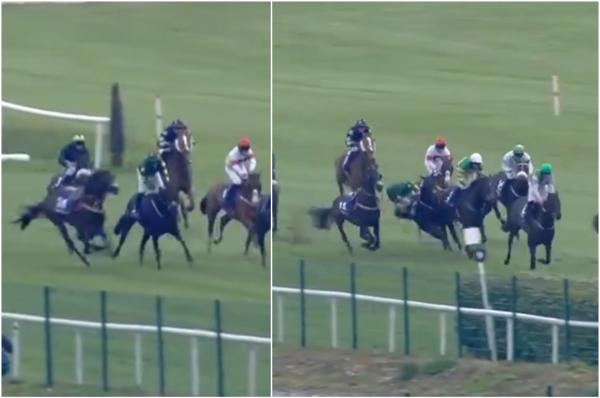 WATCH: Jockey takes nasty tumble as loose horse causes carnage at Punchestown